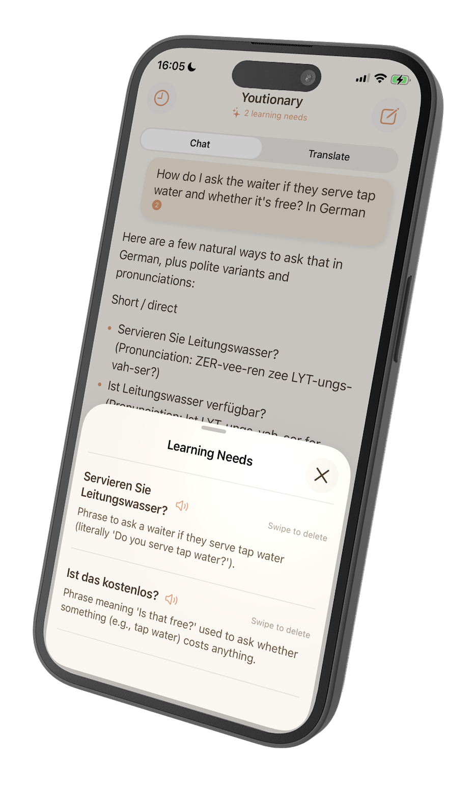 Chat with your AI language friend in Youtionary